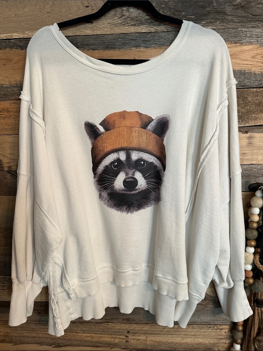 We the free Raccoon Graphic Sweatshirt free people Camden custom